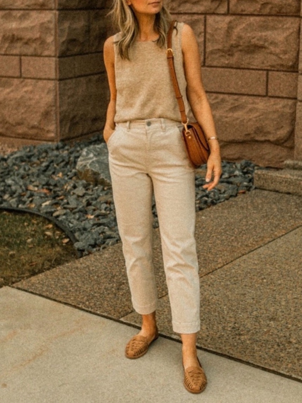 Everlane The Straight-Leg Crop sz 0-tall Sandstone